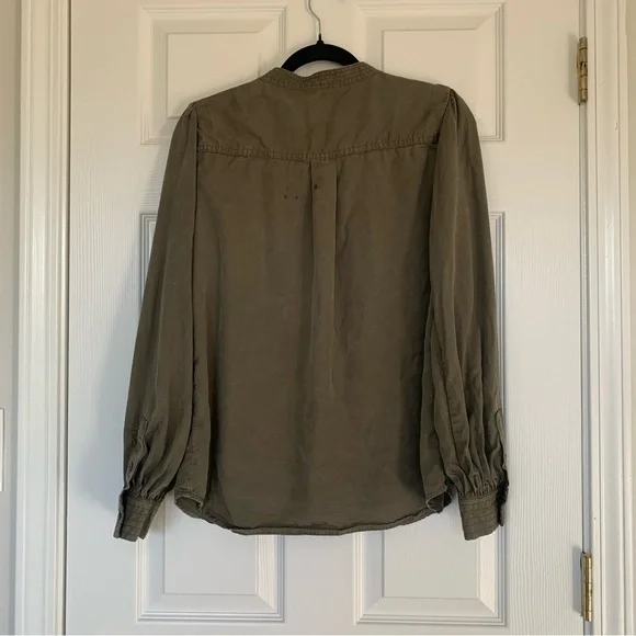 Calvin Klein Army Green Pop Over Blouse Size Large - Picture 7 of 9
